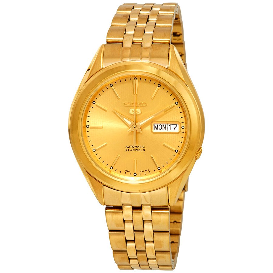 seiko-series-5-automatic-gold-dial-mens-watch-snkl28-- RELOJ SEIKO 5 CLASI AUTOMATICO SNKL28K1 - Image 1